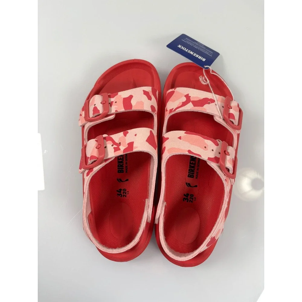 Birkenstock Girls 34 US 3 Pink Camo Milano Sandals NWOB Waterproof Birko-Flor